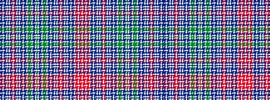 idealised woven sample of pattern BBWBBWBWBRWRBWBWBBWBBWGGGWBBWGWBBWGGGWBBWBBWBWBRWRBWBWBBWBBWRRWRRW