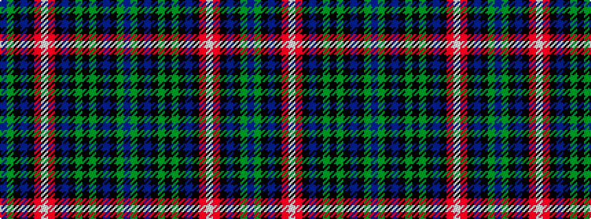 idealised woven sample of pattern BGKBKGKGKBKRWRKBKGB