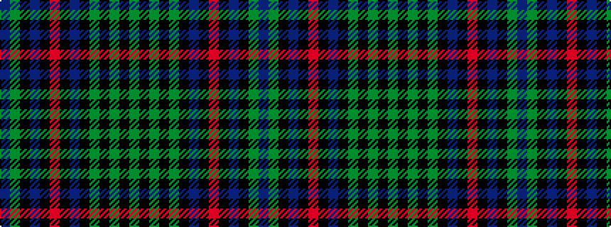 idealised woven sample of pattern BGKBKRKBKGKGKG