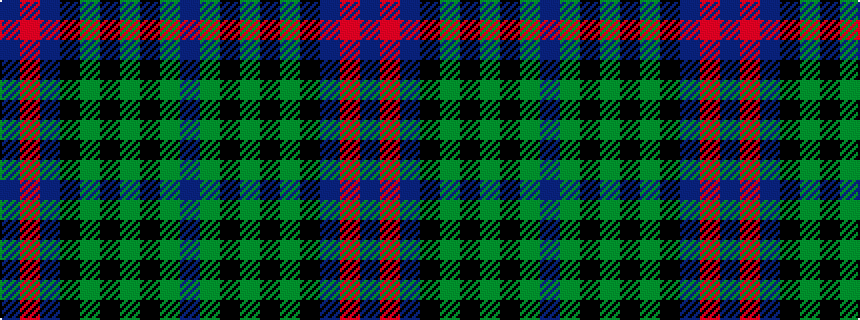 idealised woven sample of pattern BGKGKGKBRB