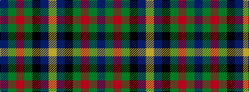 idealised woven sample of pattern BGRGKBY