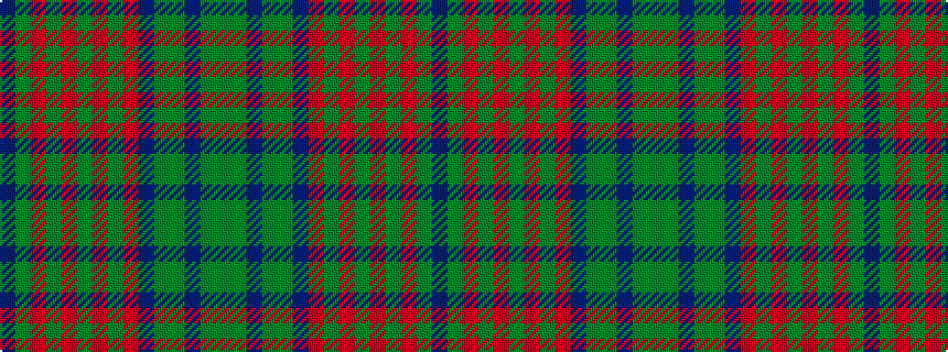 idealised woven sample of pattern BGRGRGRGRBGGBGG
