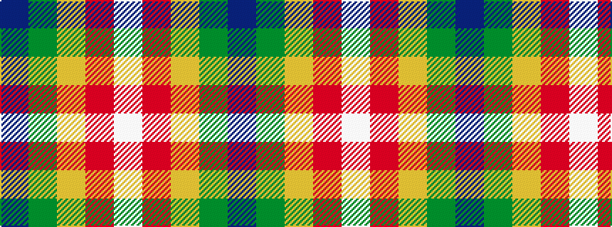 idealised woven sample of pattern BGYRW