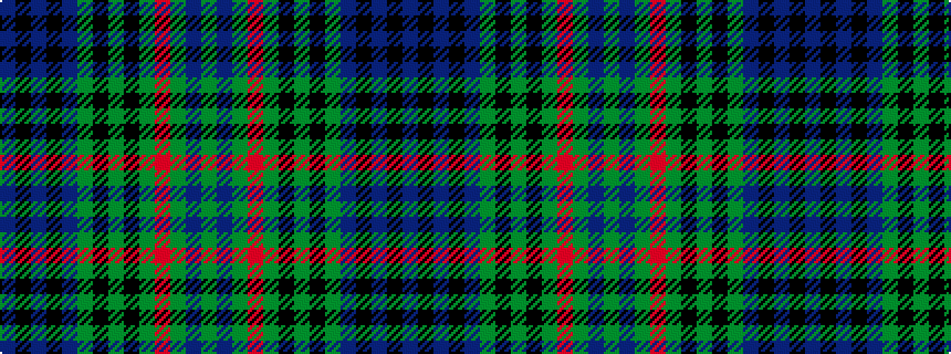 idealised woven sample of pattern BKBKBGKGKGRGBG