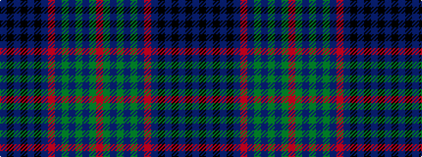 idealised woven sample of pattern BKBKBKBRBGBGBGR