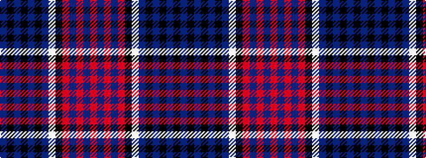 idealised woven sample of pattern BKBKBKBWKRBRBR