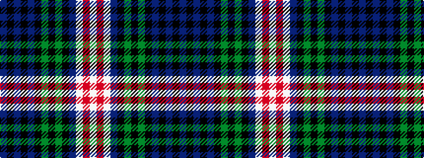 idealised woven sample of pattern BKBKBKGKGKBWRW
