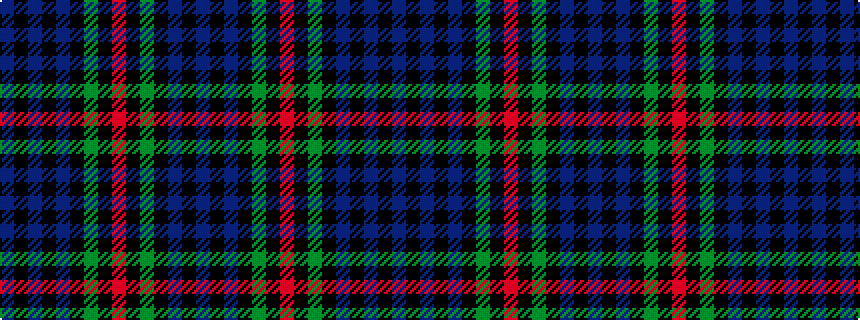 idealised woven sample of pattern BKBKBKGKRKGKBKB