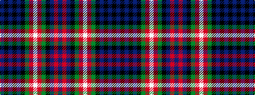 idealised woven sample of pattern BKBKBKGRWRGKBRB