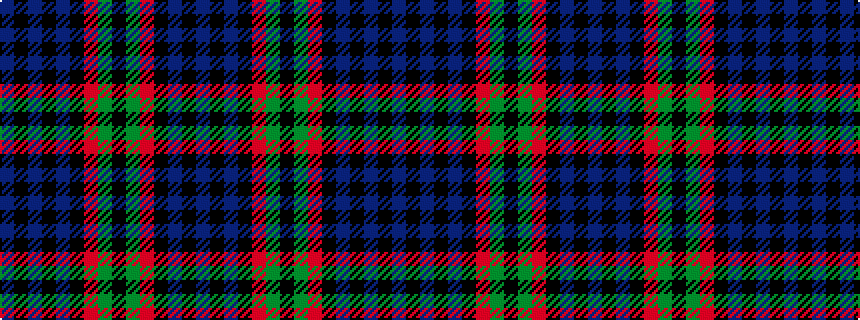 idealised woven sample of pattern BKBKBKRGKGRKBKB