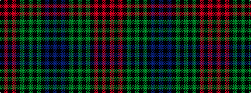 idealised woven sample of pattern BKBKGKGKGKRKRK