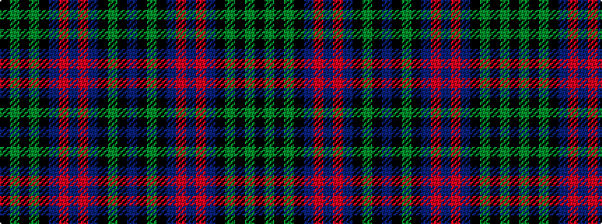 idealised woven sample of pattern BKGKBRBRBKGKGK