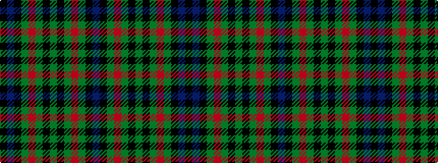 idealised woven sample of pattern BKGRGKGKGRGKBK