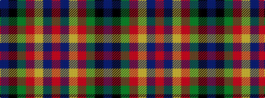 idealised woven sample of pattern BKGRYBR
