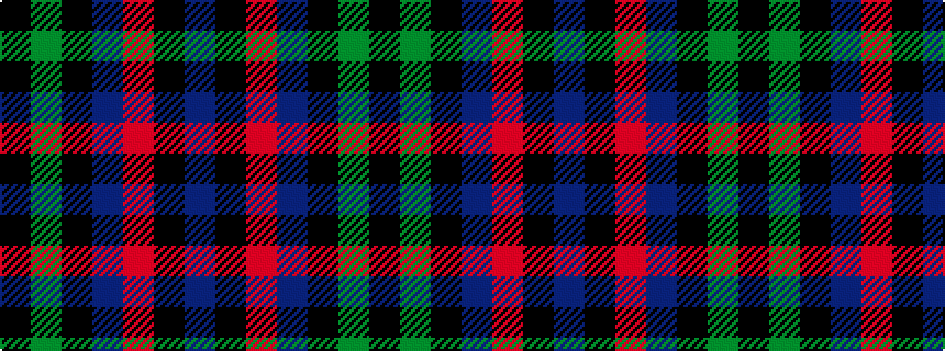 idealised woven sample of pattern BKRBKGK