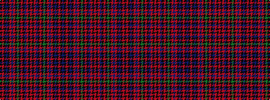 idealised woven sample of pattern BKRKBKRBRKGKRKBRKRKRBKRKGKRBRKBKRK