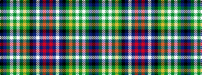 idealised woven sample of pattern BRBWBKGYGWGWGBK