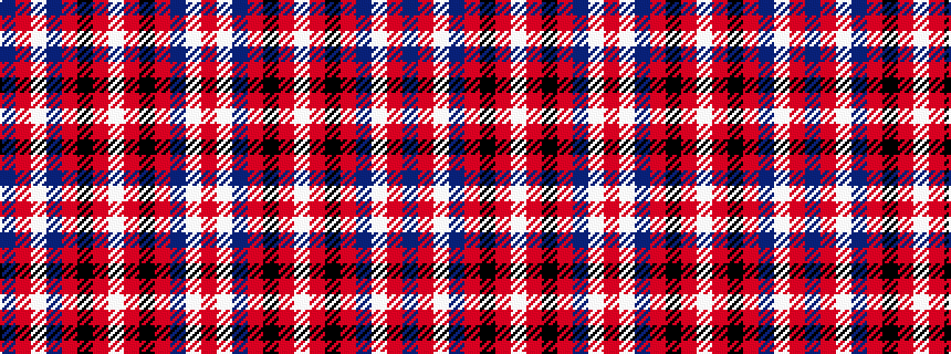 idealised woven sample of pattern BRWBRKRWRKRBWR