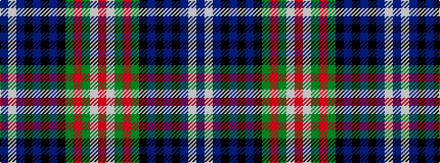 idealised woven sample of pattern BWBKBKBKGRGWR