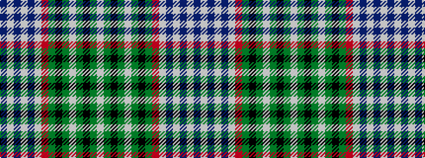 idealised woven sample of pattern BWBWBWRGKGWGKGW