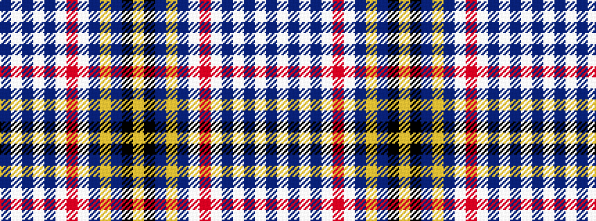 idealised woven sample of pattern BWBWBWRWBYBKY