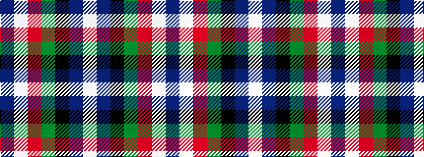 idealised woven sample of pattern BWRGKBW