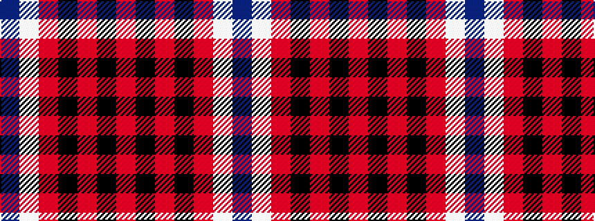 idealised woven sample of pattern BWRKRKR