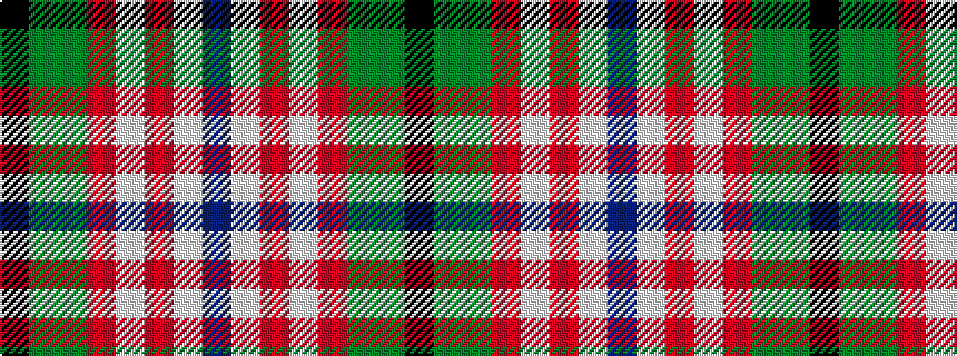 idealised woven sample of pattern BWRWRGGK