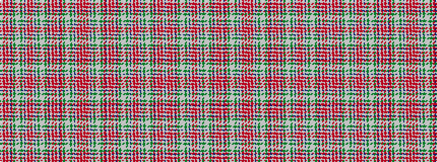 idealised woven sample of pattern BWWRRWRRWWBRWGGWWWWWGGWWBWWRRWRRWWBWWGGWWWWWGGWRBWWRRWRRWWBRRWGGWWWWWGGWWBWWRRWRRW