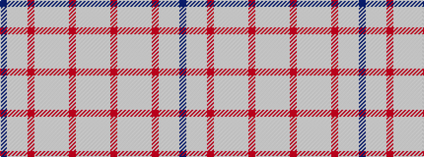 idealised woven sample of pattern BWWWRWWWWWRWWW