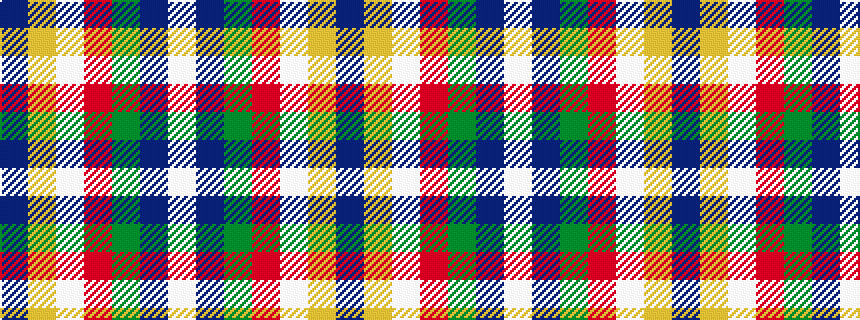 idealised woven sample of pattern BYWRGBW