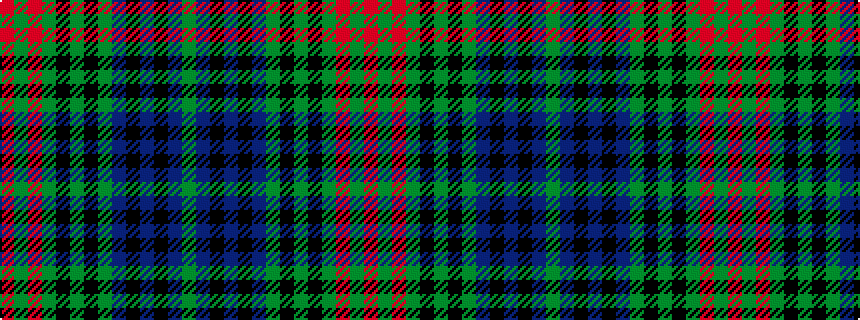 idealised woven sample of pattern GBKBKBGKGKGRGR
