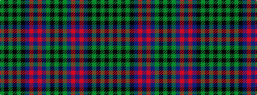 idealised woven sample of pattern GKGBRBRBKGKGKG