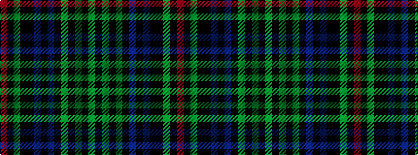 idealised woven sample of pattern GKGKGKBKBKKGKR