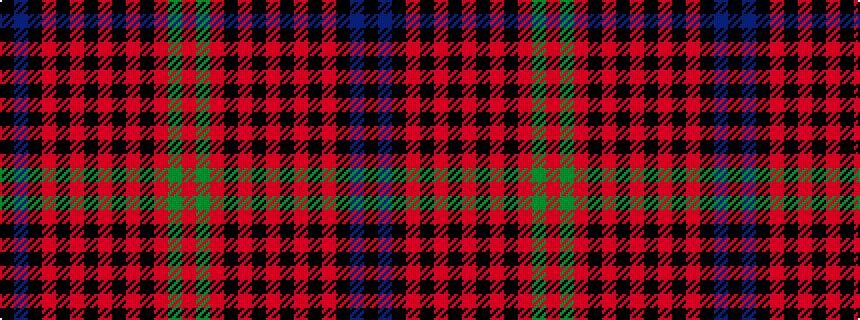 idealised woven sample of pattern KBKRKRKRKRKRGR