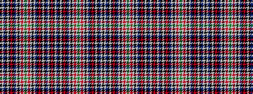 idealised woven sample of pattern KWBKWKRKBWKWRWGWRWKWBKRKWKBWKR