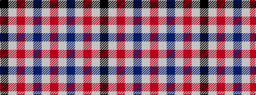 idealised woven sample of pattern KWRWBWR