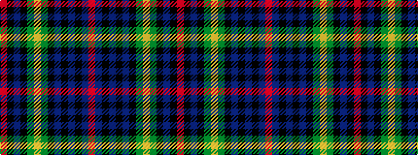 idealised woven sample of pattern RBKBKBKGYGKBKR