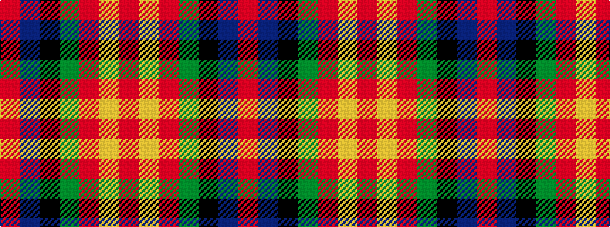idealised woven sample of pattern RBKGRYR