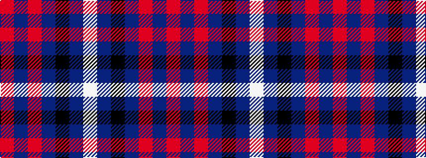 idealised woven sample of pattern RBRBKBW