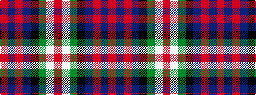 idealised woven sample of pattern RBRBKGWR
