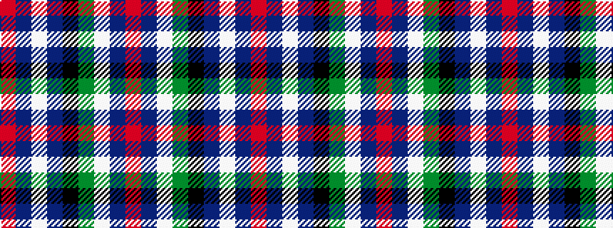 idealised woven sample of pattern RBWBKGWBR
