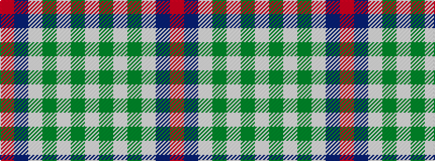 idealised woven sample of pattern RBWGWGW
