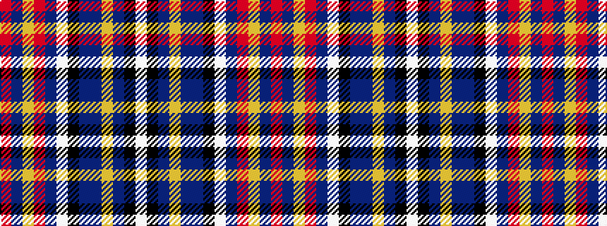 idealised woven sample of pattern RBYRBWKBBYBKW