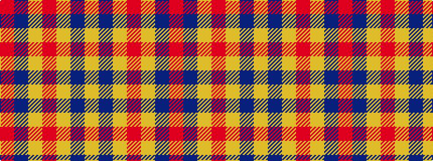 idealised woven sample of pattern RBYRYBY