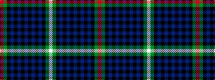 idealised woven sample of pattern RGKBKBKBKBKBKGW