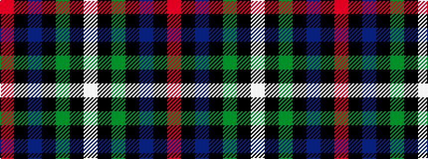 idealised woven sample of pattern RKBKGKW