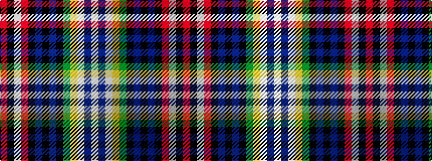 idealised woven sample of pattern RKWRKBKBKGYWBW