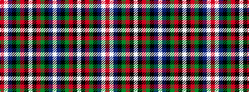 idealised woven sample of pattern RWBKGRKWKRGKBW