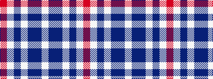 idealised woven sample of pattern RWBWBBW